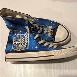 Blue High-Top Sneakers with White Graphic